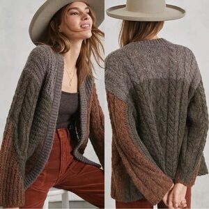 Anthropologie Nori Patchwork Cardigan In Gray Motif Size Small